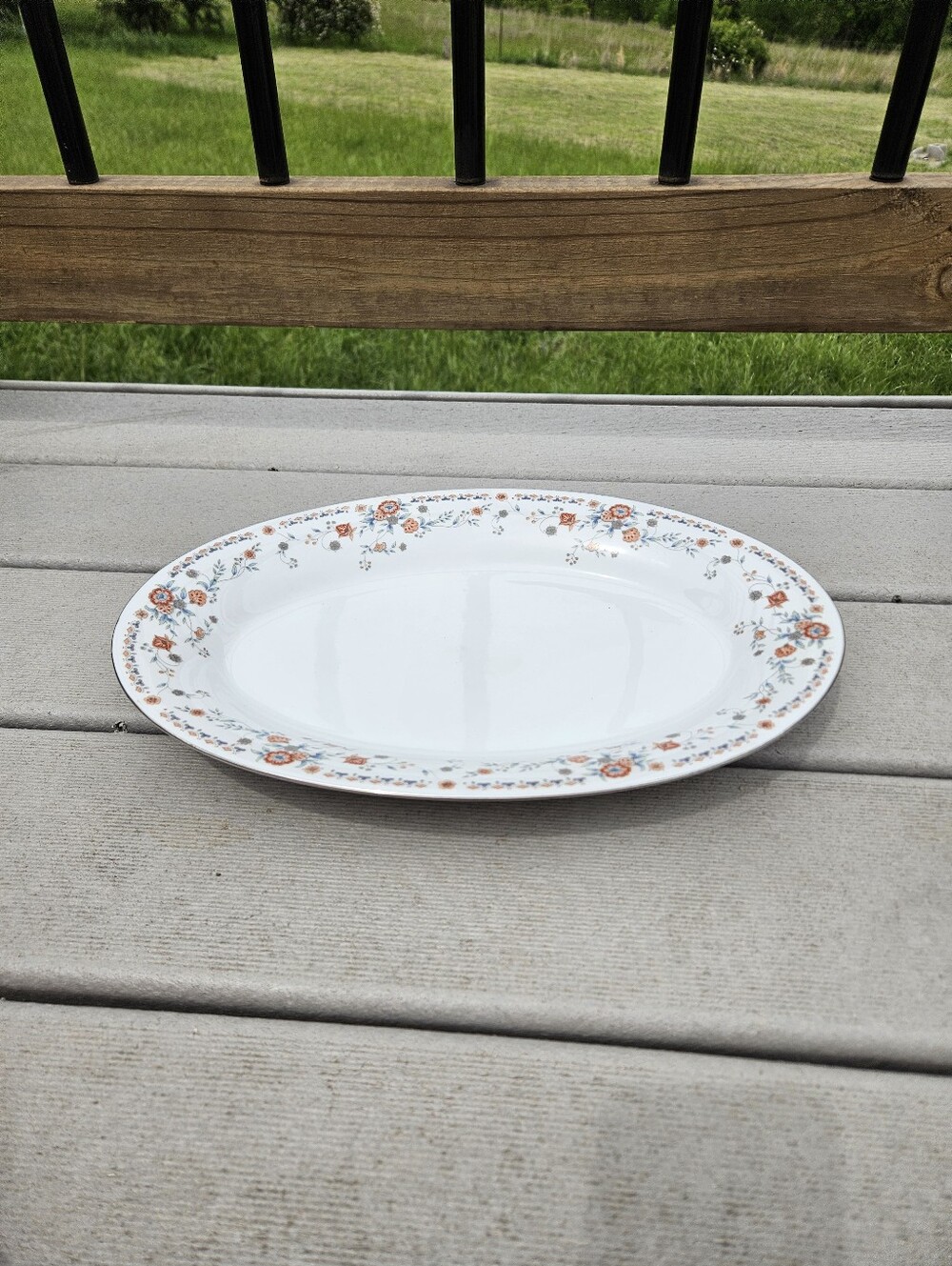 China Pearl "Josephine" 14" Oval Platter Dish Serving Fine China Floral
